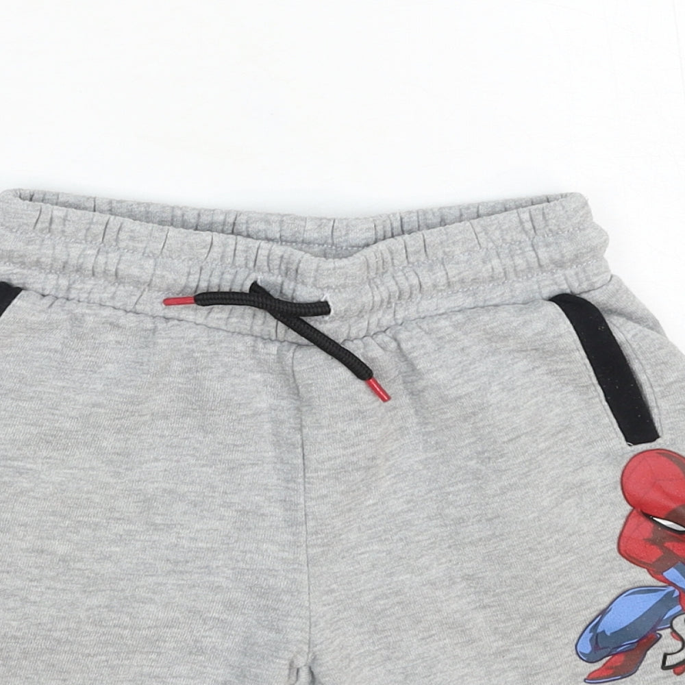 Primark Boys Grey Cotton Sweat Shorts Size 5-6 Years Regular Tie - Spider Man