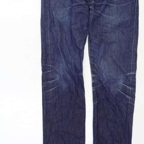 Taylor Stitch Mens Blue Cotton Straight Jeans Size 29 in Regular Button