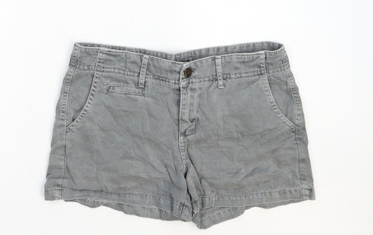 Merona Womens Grey Cotton Hot Pants Shorts Size 4 Regular Zip