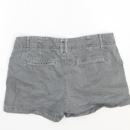 Merona Womens Grey Cotton Hot Pants Shorts Size 4 Regular Zip