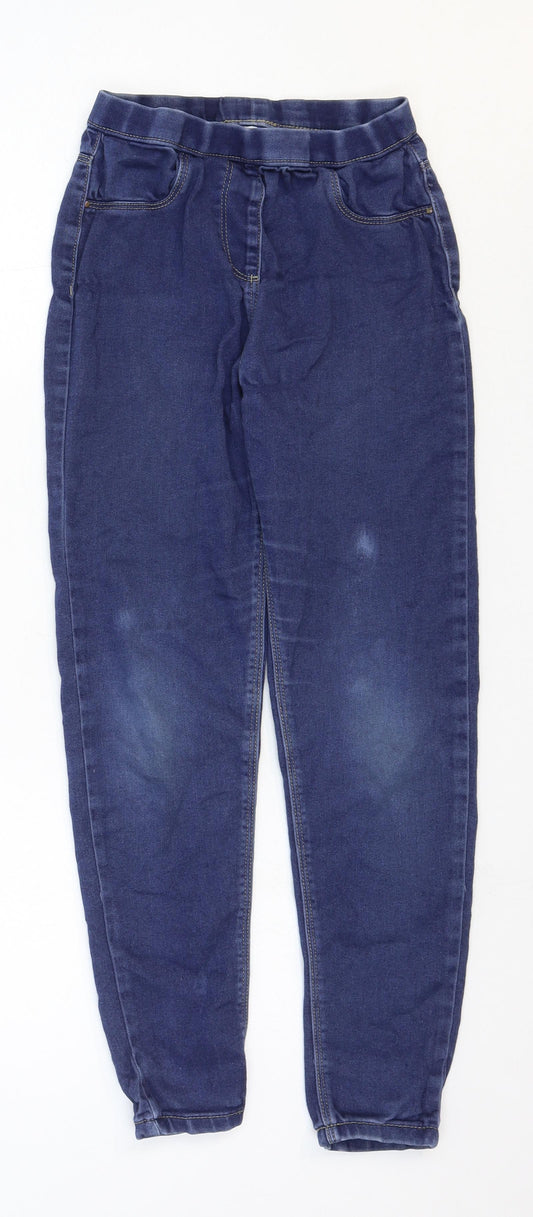 George Girls Blue Cotton Skinny Jeans Size 10-11 Years Regular