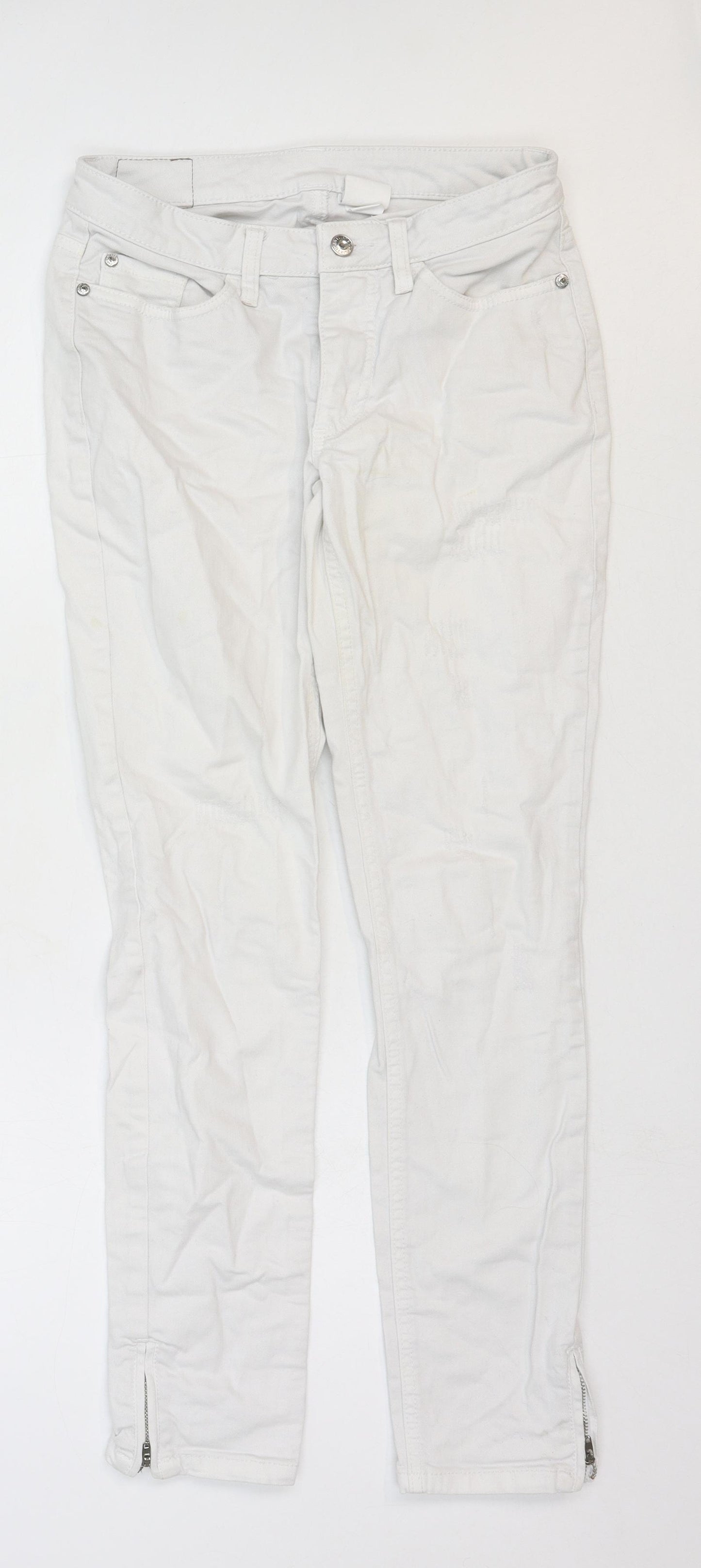 Body Flirt Womens White Cotton Straight Jeans Size 8 Regular Zip