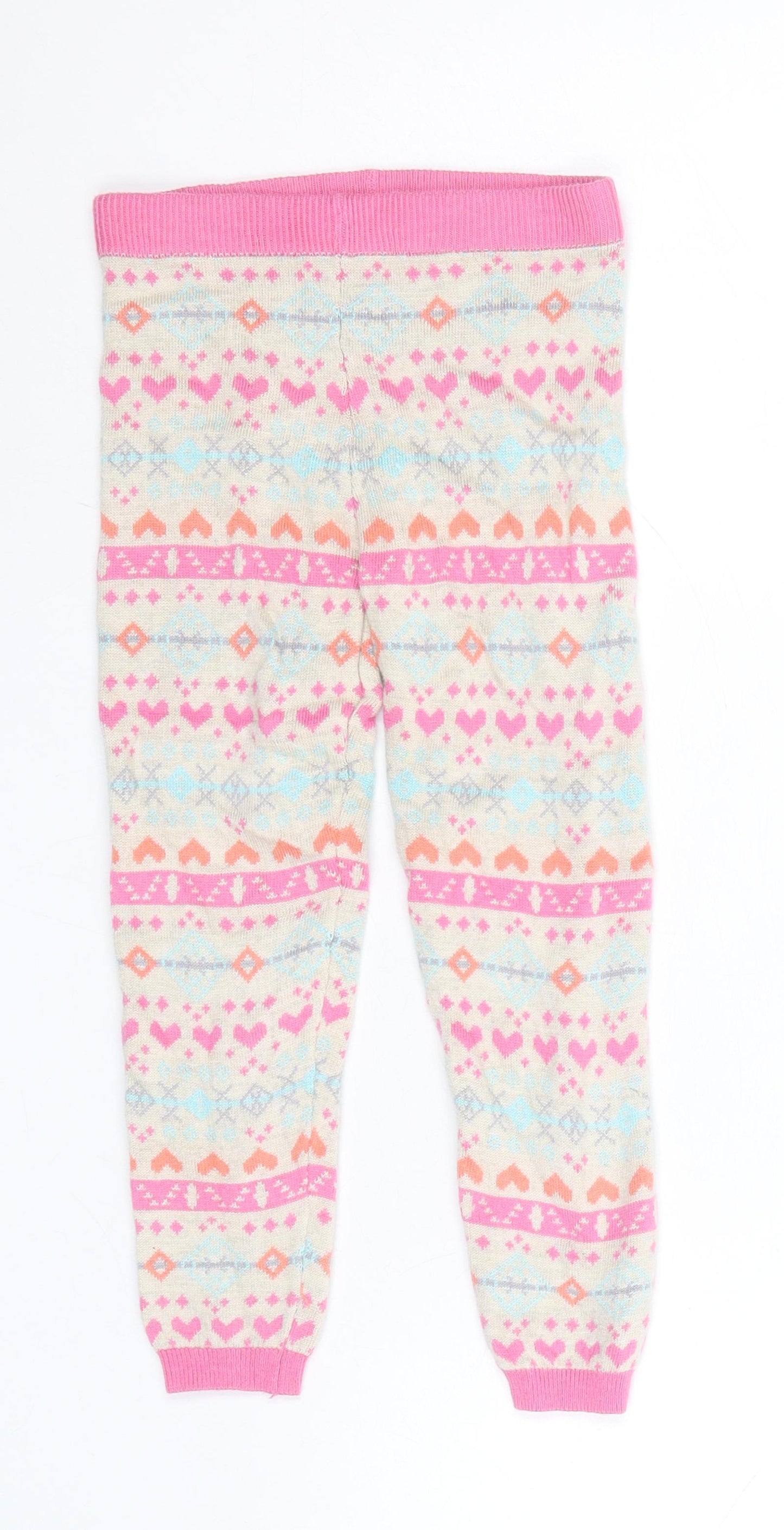 Nutmeg Girls Multicoloured Fair Isle Polyamide Jogger Trousers Size 2-3 Years Regular Pullover