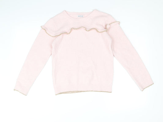 Crafted Girls Pink Round Neck Acrylic Pullover Jumper Size 9-10 Years Pullover