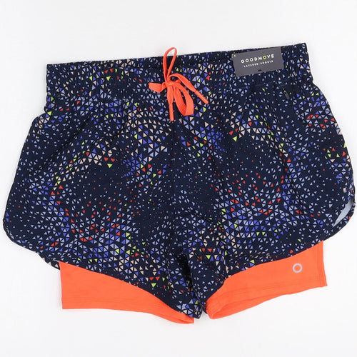 Good Move Womens Multicoloured Geometric Polyester Sweat Shorts Size 6 Regular Drawstring