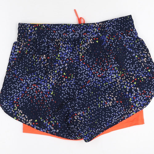 Good Move Womens Multicoloured Geometric Polyester Sweat Shorts Size 6 Regular Drawstring