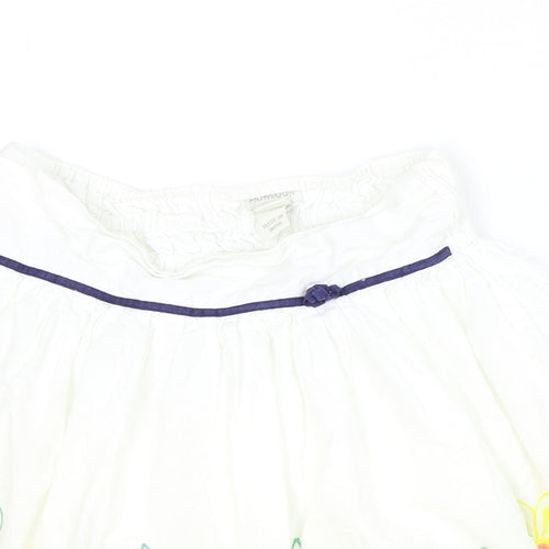Monsoon Girls Ivory Floral 100% Cotton Flare Skirt Size 11-12 Years Regular Pull On