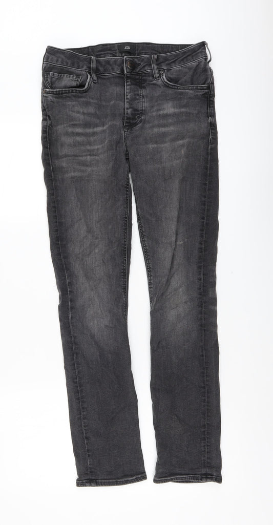 Zara Mens Grey Cotton Skinny Jeans Size 28 in L30 in Regular Button