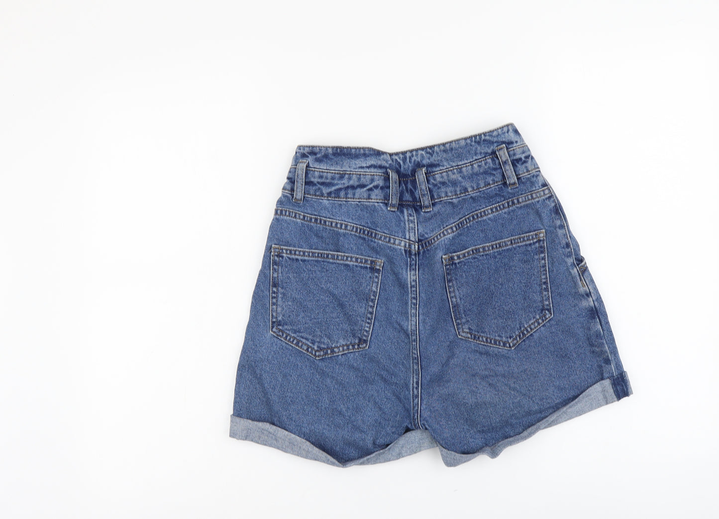Denim & Co. Womens Blue Cotton Boyfriend Shorts Size 8 L3 in Regular Button