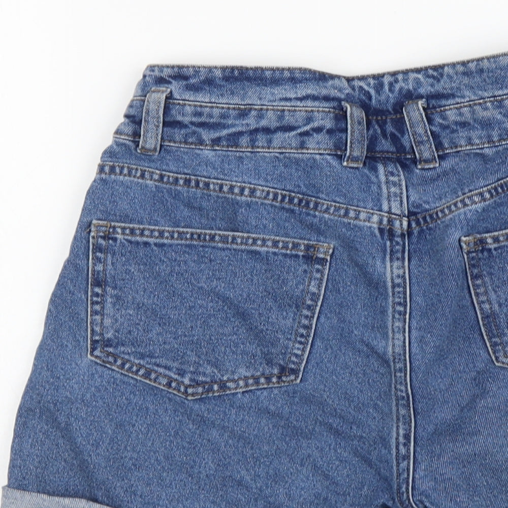 Denim & Co. Womens Blue Cotton Boyfriend Shorts Size 8 L3 in Regular Button