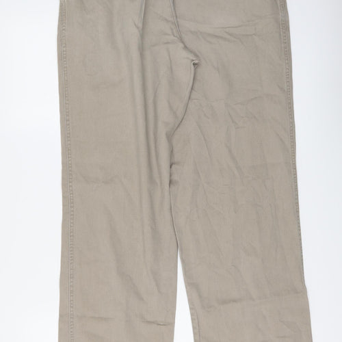 Tailoraedge Mens Beige Cotton Chino Trousers Size 34 in L32 in Regular Button