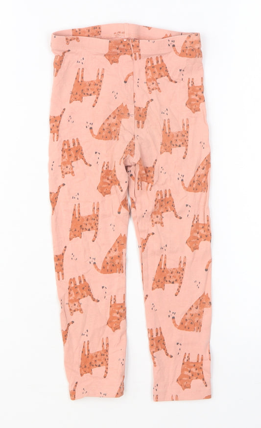 George Girls Multicoloured Geometric Cotton Jogger Trousers Size 3-4 Years Regular Pullover - Cat Print Leggings