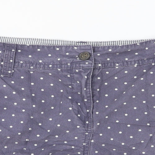 Papaya Womens Blue Polka Dot Cotton Boyfriend Shorts Size 14 Regular Button
