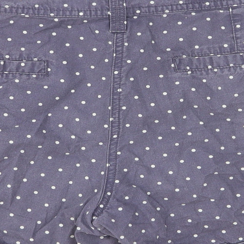 Papaya Womens Blue Polka Dot Cotton Boyfriend Shorts Size 14 Regular Button