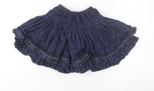 H&M Girls Blue Cotton Flare Skirt Size 3 Years Regular Pull On