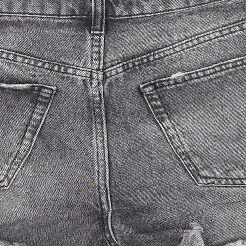 Zara Womens Grey Cotton Cut-Off Shorts Size 10 Regular Button