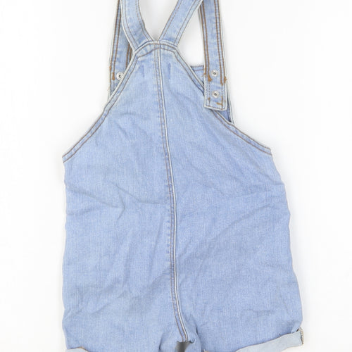 Primark Girls Blue Cotton Dungaree One-Piece Size 2 Years Snap - Rainbow