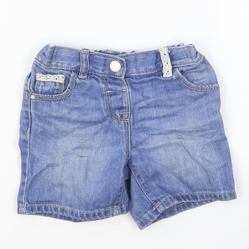 NEXT Girls Blue Cotton Hot Pants Shorts Size 2-3 Years Regular Buckle