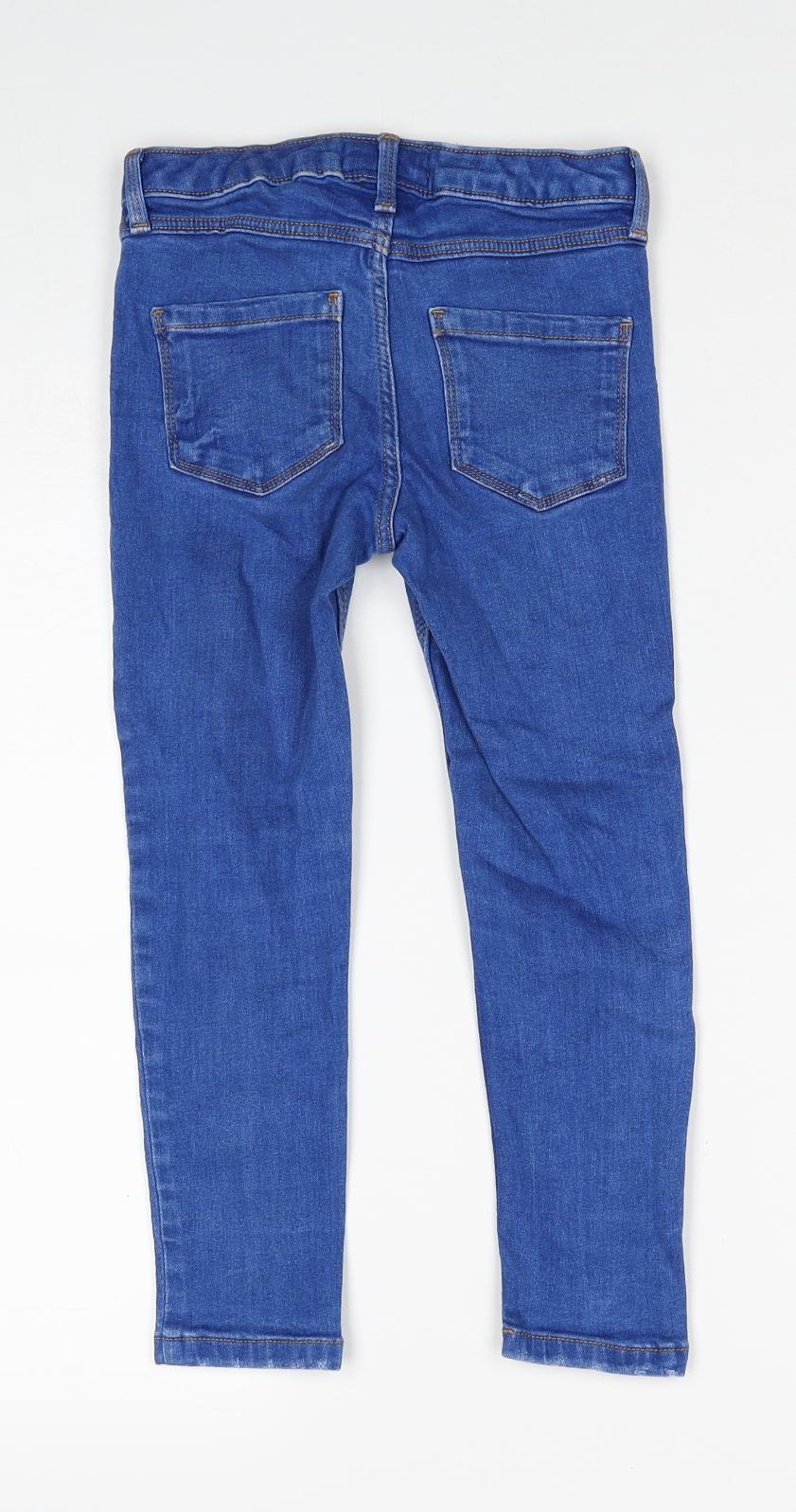 NEXT Girls Blue Cotton Straight Jeans Size 7 Years Regular Zip