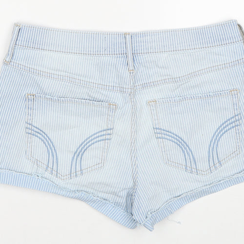 Hollister Womens Blue Striped Cotton Hot Pants Shorts Size 29 in Regular Zip