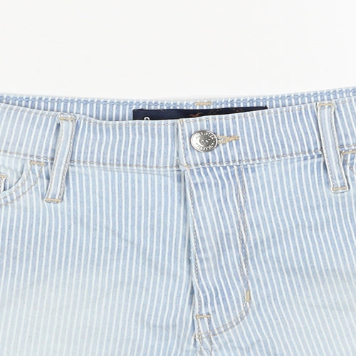 Hollister Womens Blue Striped Cotton Hot Pants Shorts Size 29 in Regular Zip
