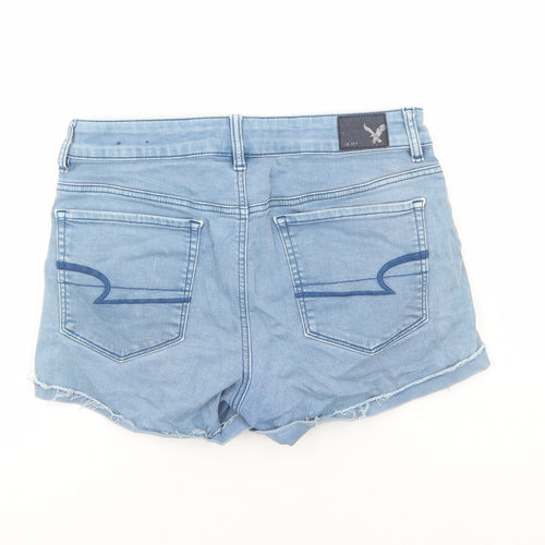 American Eagle Outfitters Womens Blue Cotton Hot Pants Shorts Size 12 Regular Zip