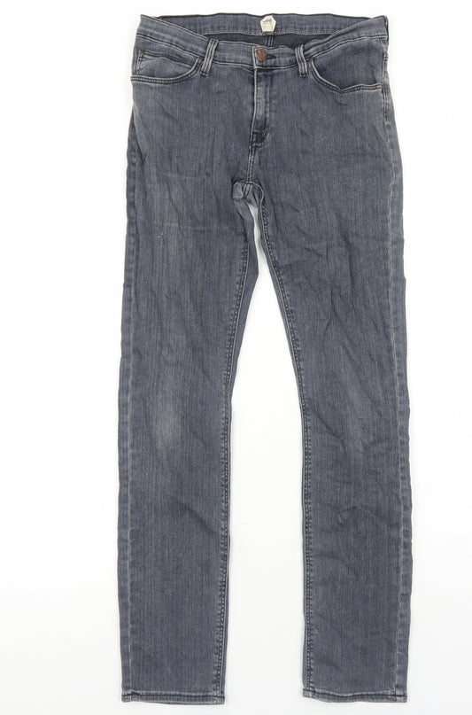 Lee Cooper Mens Grey Cotton Skinny Jeans Size M L33 in Regular Zip