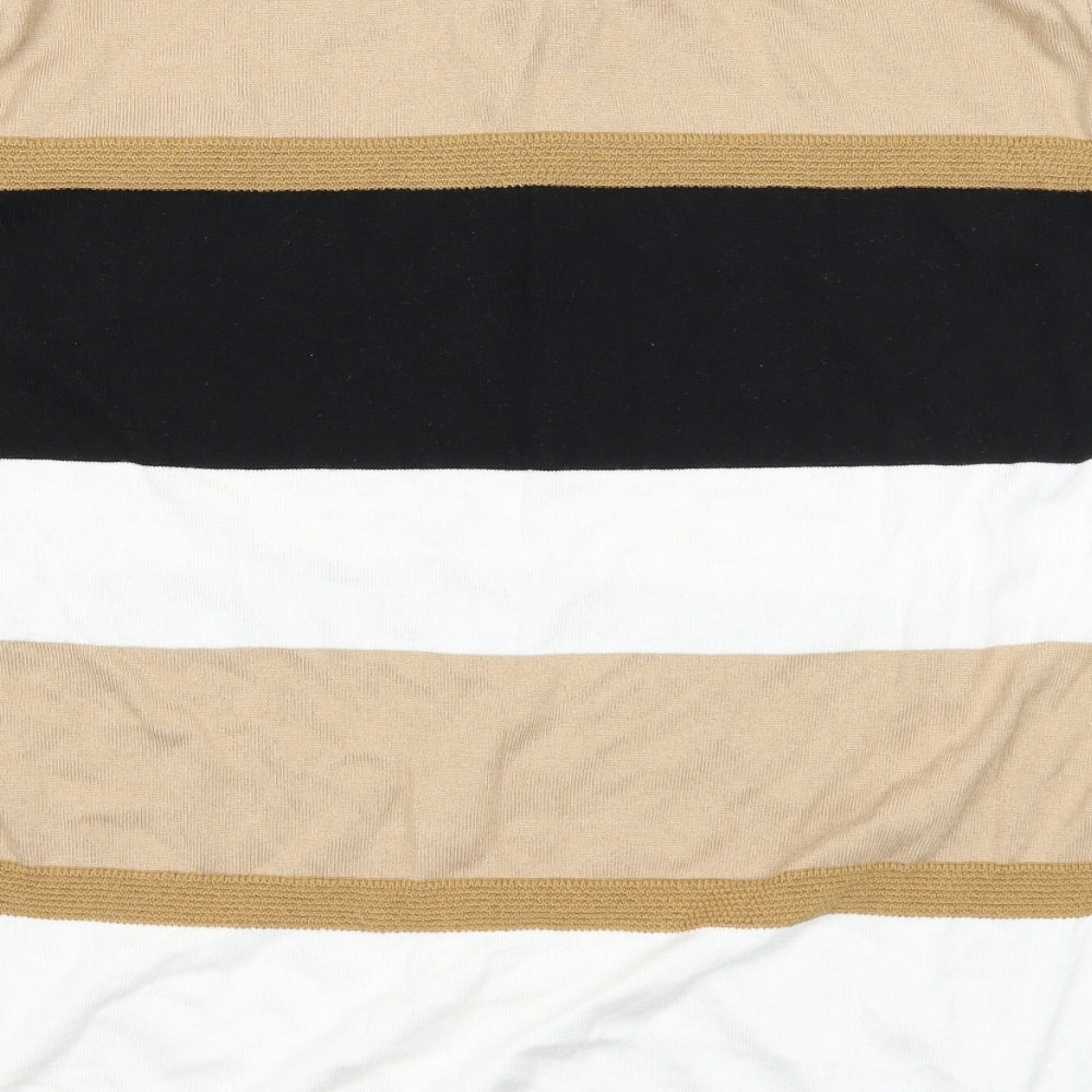 River Island Mens Multicoloured Striped Cotton Polo Size XL Collared Snap