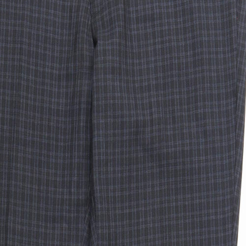 Preworn Mens Blue Plaid Polyester Dress Pants Trousers Size 34 in L33 in Regular Zip
