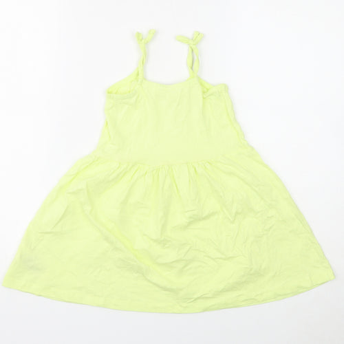 Little Kids Girls Yellow Cotton A-Line Size 3-4 Years Square Neck Pullover