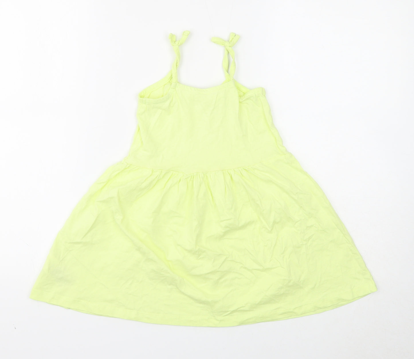 Little Kids Girls Yellow Cotton A-Line Size 3-4 Years Square Neck Pullover