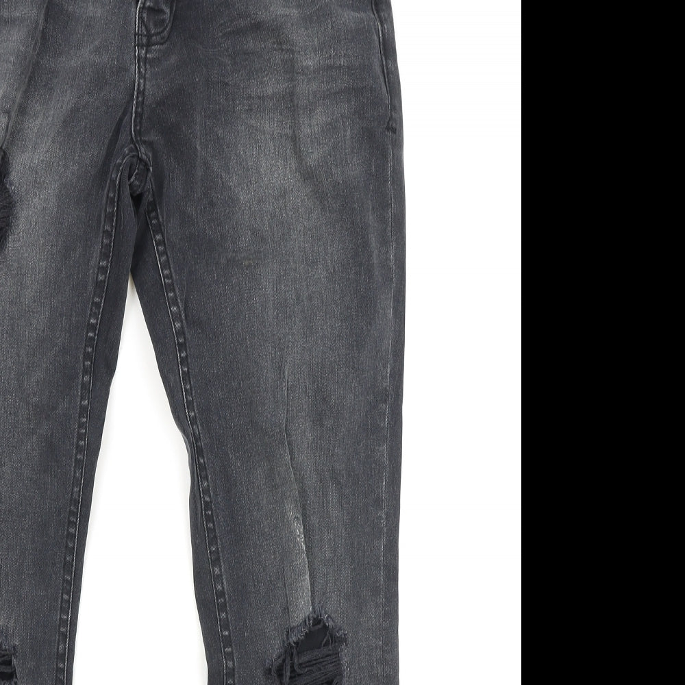 Topman Mens Black Cotton Straight Jeans Size 30 in L32 in Slim Button