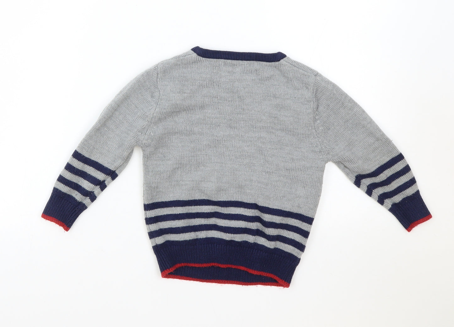 George Boys Grey Round Neck Polyester Pullover Jumper Size 2-3 Years Pullover - Reindeer