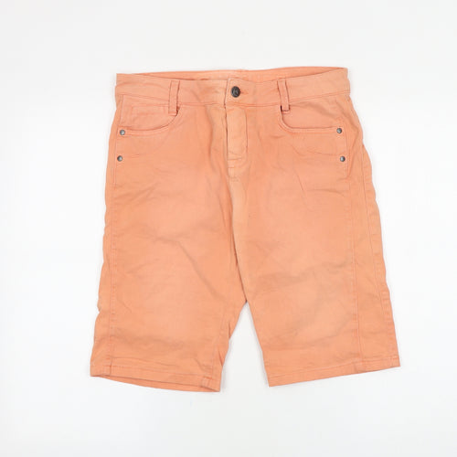 CULTURE Womens Orange Cotton Bermuda Shorts Size 32 in Regular Zip