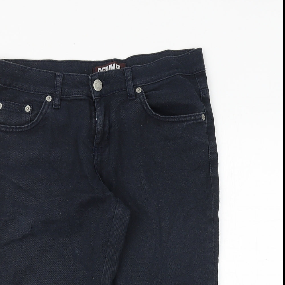 Denim & Co. Womens Black Cotton Bermuda Shorts Size 10 Regular Zip