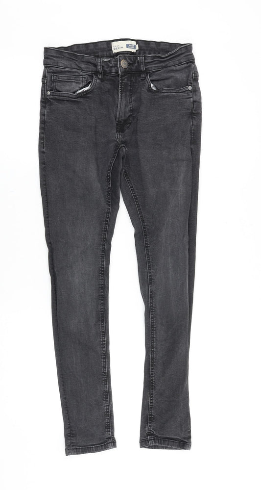Matalan Mens Grey Cotton Skinny Jeans Size 28 in Slim Zip