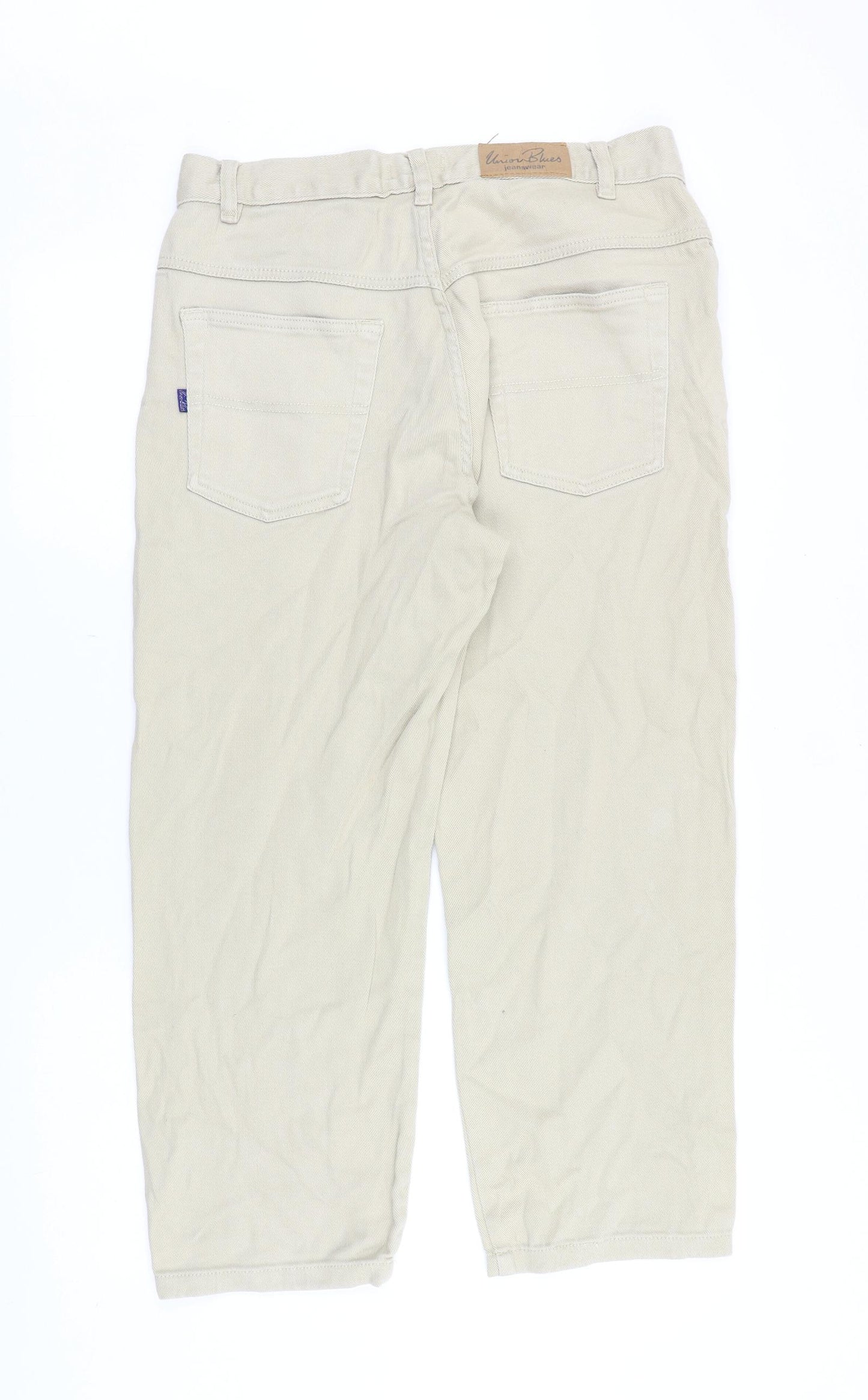 Union Blues Mens Beige Cotton Straight Jeans Size 34 in Regular Zip