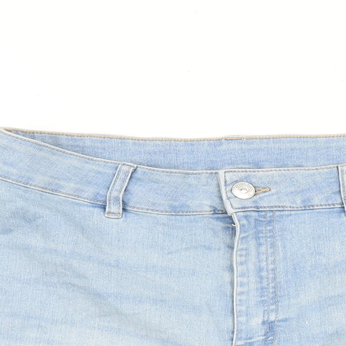 H&M Womens Blue Cotton Boyfriend Shorts Size 14 Regular Zip