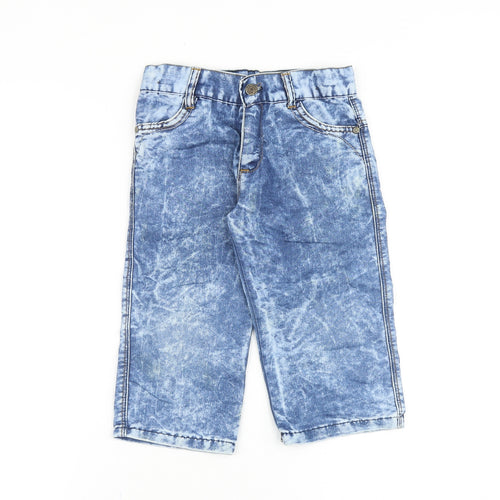 Preworn Boys Blue Cotton Bermuda Shorts Size 12 Years Regular Zip