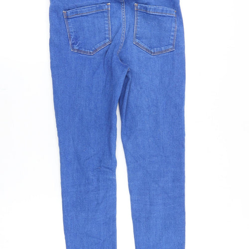 NEXT Girls Blue Cotton Skinny Jeans Size 11 Years Regular Zip