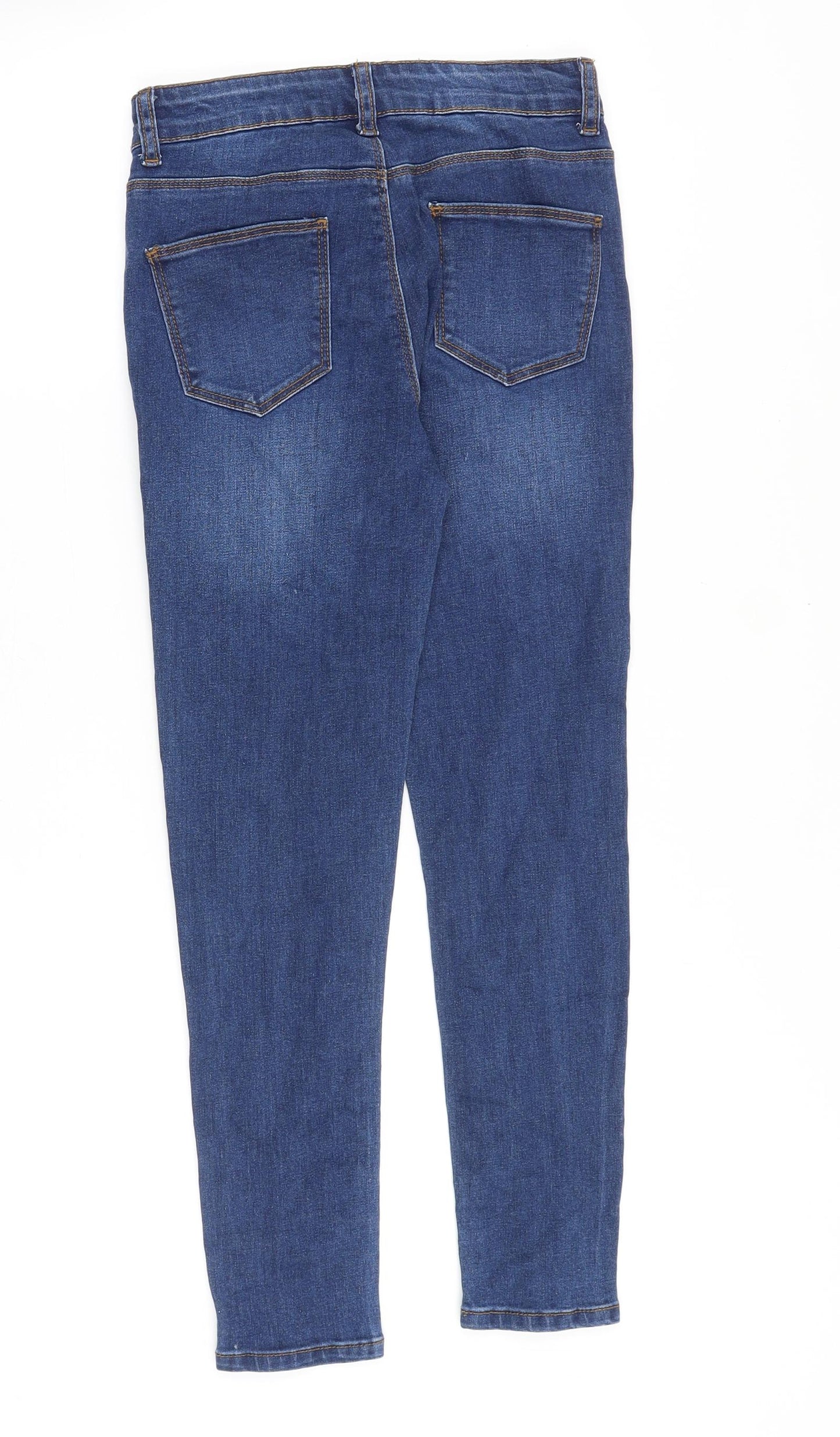 Denim & Co. Girls Blue Cotton Skinny Jeans Size 10-11 Years Slim Zip