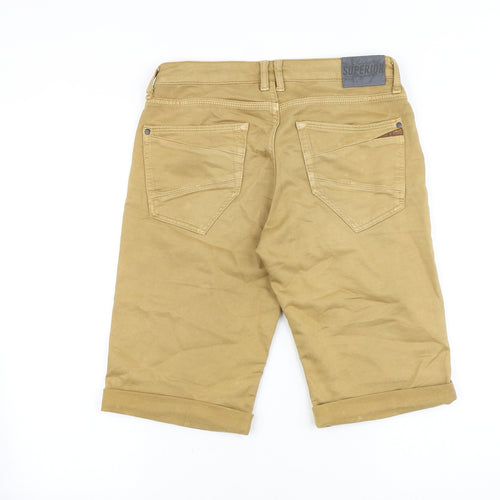 Superior Mens Brown Cotton Biker Shorts Size 30 in Regular Zip