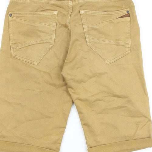 Superior Mens Brown Cotton Biker Shorts Size 30 in Regular Zip