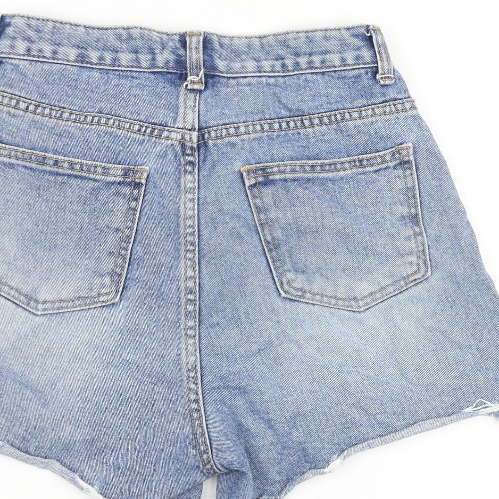 Style Lab Womens Blue Cotton Boyfriend Shorts Size S Regular Zip