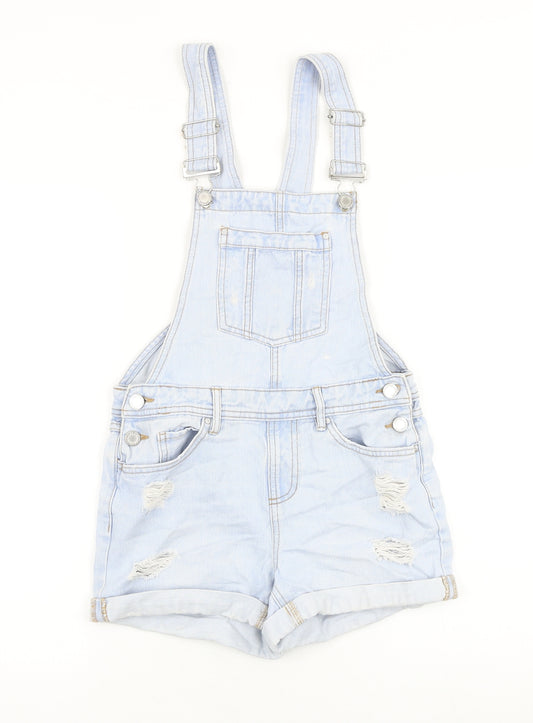 New Look Girls Blue Cotton Dungaree One-Piece Size 11 Years Buckle
