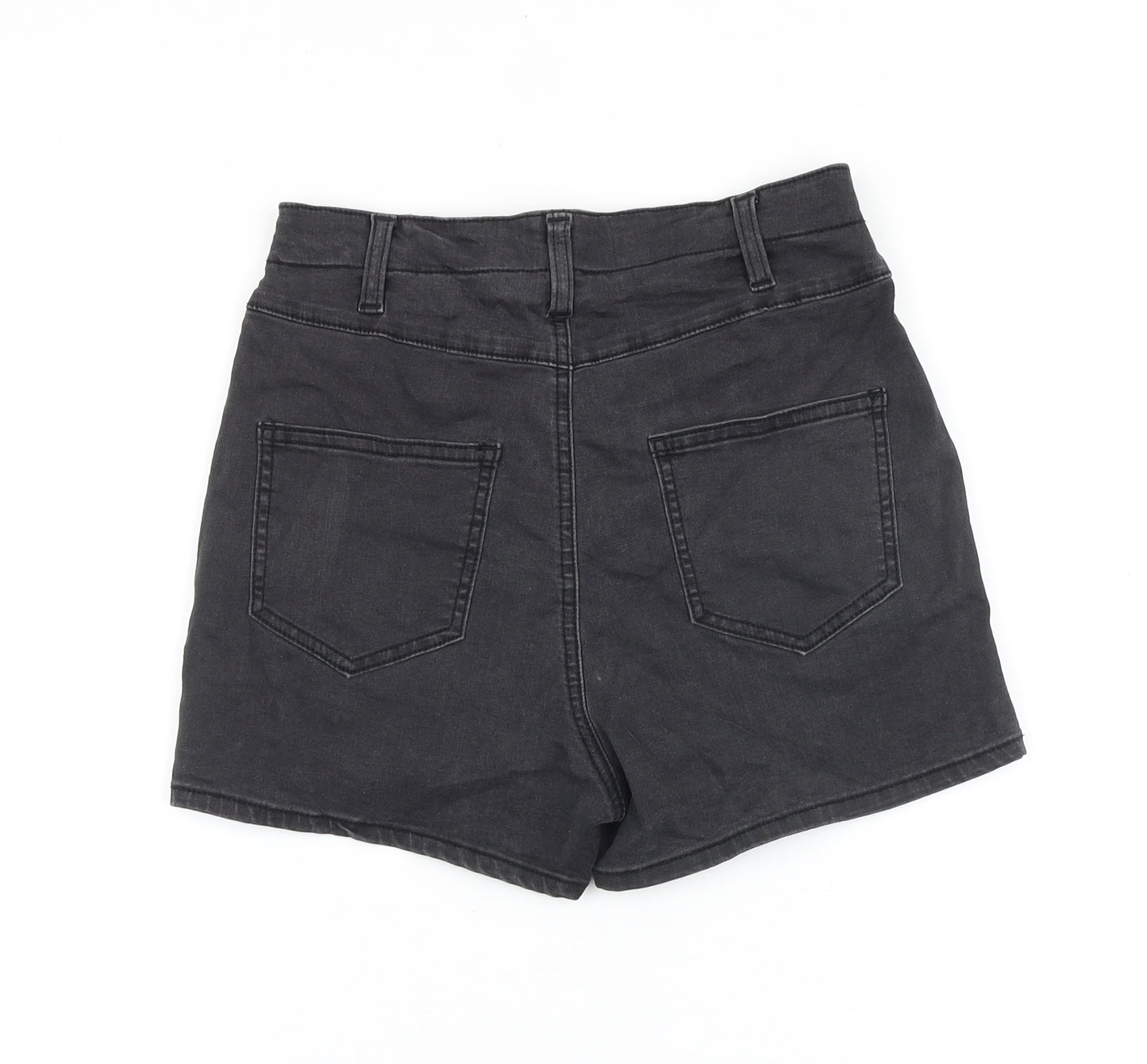 Denim & Co. Womens Black Cotton Boyfriend Shorts Size 10 Regular Button