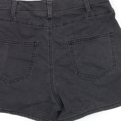 Denim & Co. Womens Black Cotton Boyfriend Shorts Size 10 Regular Button
