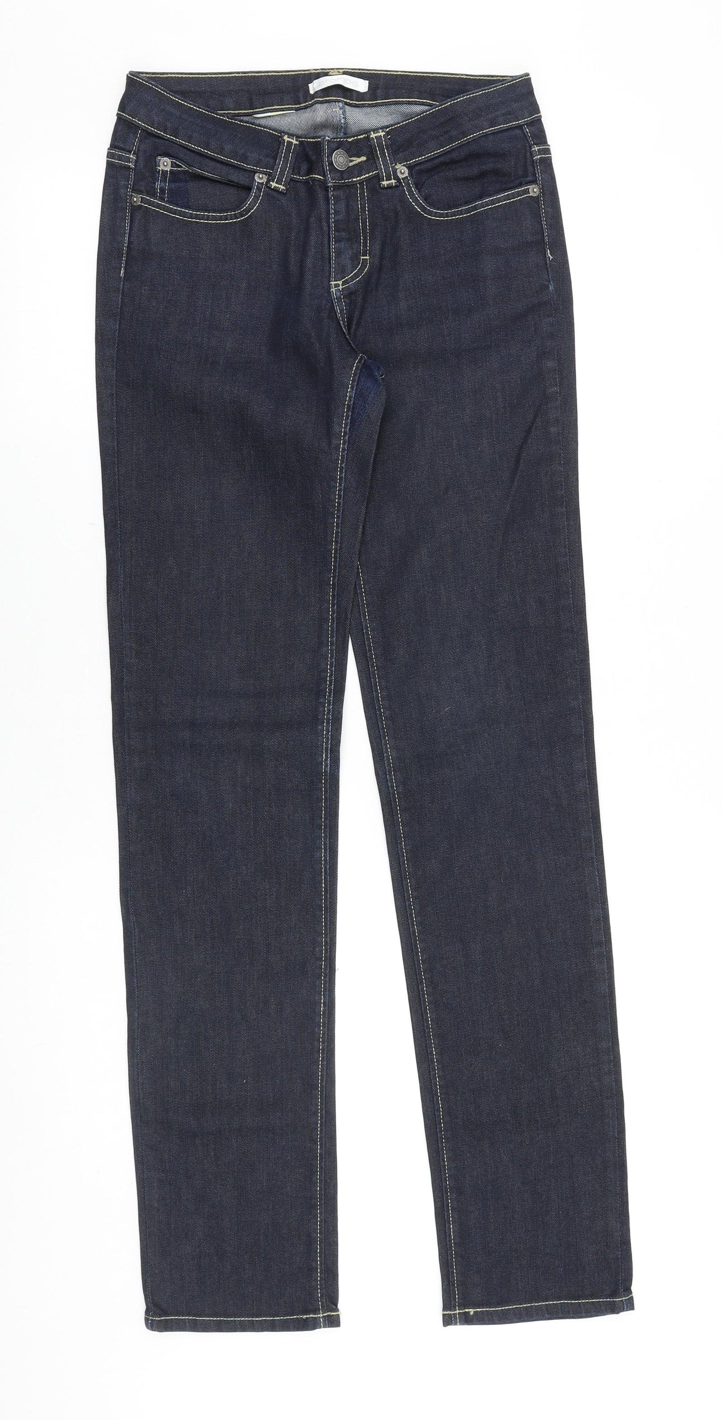Promod Womens Blue Cotton Straight Jeans Size 28 in Regular Zip