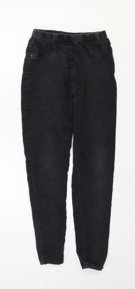 Marks and Spencer Girls Black Cotton Skinny Jeans Size 13-14 Years Regular