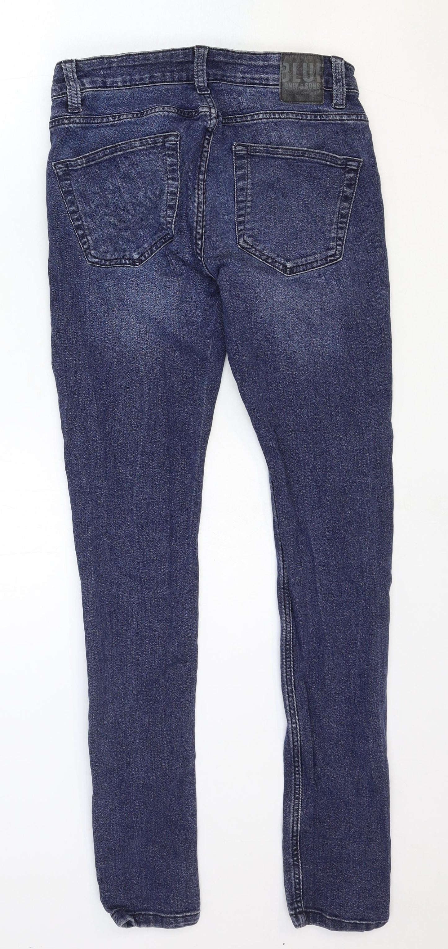 ONLY & SONS Womens Blue Cotton Skinny Jeans Size 28 in Regular Zip